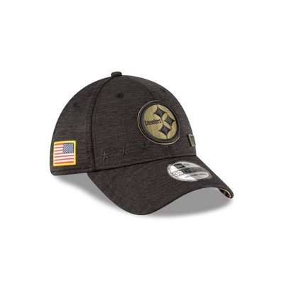 Black Pittsburgh Steelers Hat - New Era NFL Salute To Service 39THIRTY Stretch Fit Caps USA1076234